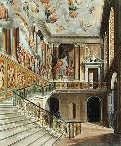 Die große Treppe im Hampton Court Palace aus Pynes 