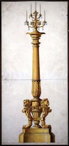 Design für einen neoklassischen Kandelaber, ca. 1820 von Charles (attr. to) Percier