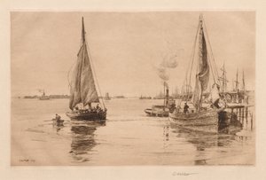 Zwei Schaluppen auf dem East River von Charles Adams Platt