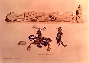 Grabfigur des Ritters Aymer De Valence, Earl of Pembroke, veröffentlicht 1811