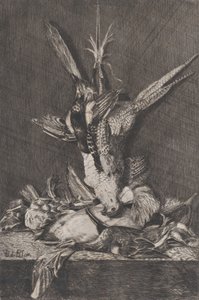 Jagdtrophäe mit Wildvögeln und Artischocke von Charles Alphonse Deblois