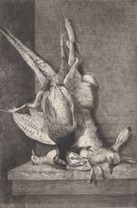 Jagdtrophäe mit Wildvögeln und Hase, 1850-1900 von Charles Alphonse Deblois