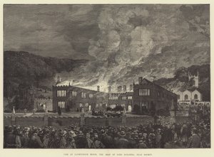 Feuer im Lanhydrock House, dem Sitz von Lord Robartes, in der Nähe von Bodmin von Charles Auguste Loye