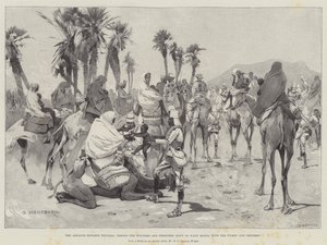 Der Vormarsch nach Dongola, Verwundete und Gefangene nach Wady Halfa bringen, mit Frauen und Kindern