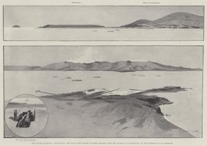 Die chinesische Frage, Wei-Hai-Wei, der Marinehafen, der an Großbritannien verpachtet wurde, mit der Insel Liu-Kung-Tau am Eingang zu seinem Hafen