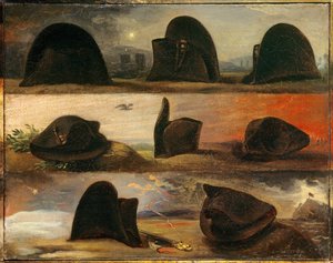 Die Epochen Napoleons I. oder das Leben Napoleons in acht Hüten. Gemälde von Charles Auguste Steuben (1788-1856) ca. 1826. Öl auf Leinwand. Maße: 0,26 x 0,29m. Malmaison, Musée du Château