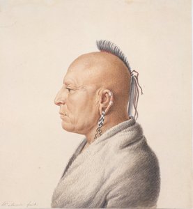 Osage-Krieger, 1805-7 von Charles Balthazar Julien Févret de Saint Mémin