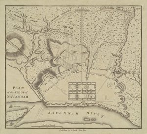 Plan der Belagerung von Savannah, 1796 von Charles Balthazar Julien Févret de Saint Mémin