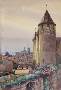 Innenraum der Stadt Carcassonne, ca. 1904