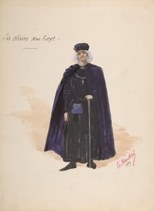Kostüm für Sir Olivier McText, Beschreibungsblatt der Accessoires, 1889