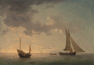 Ein Lugger und ein Smack bei leichtem Wind von Charles Brooking