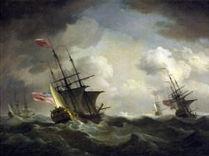 Britisches Geschwader im Wind gefangen von Charles Brooking