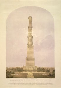 Entwurf zur Umwandlung des Kristallpalastes in einen 1000 Fuß hohen Turm, veröffentlicht von Ackermann und Co., 1852