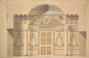 Erhebung der Spiegelwand im Jaspis-Studierzimmer im Achat-Pavillon in Zarskoje Selo von Charles Cameron