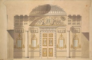 Erhebung der Spiegelwand im Jaspis-Studierzimmer des Achat-Pavillons in Zarskoje Selo von Charles Cameron