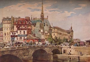 Paris von der Pont St Michel, um 1846 von Charles Claude Pyne