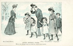 Frau begegnet dem Mann, den sie in der Ehe abgelehnt hat, der schwor, nie zu heiraten von Charles Dana Gibson