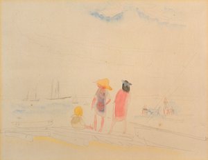 Zwei Frauen und Kind am Strand von Charles Demuth