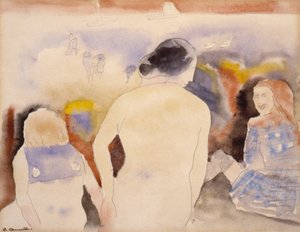 Unbetitelt: Frau mit schwarzen Haaren und zwei Kindern von Charles Demuth