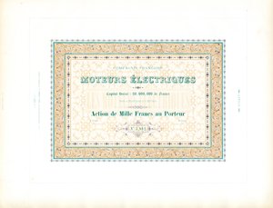 Aktienzertifikat "Elektromotoren" von Charles Derriey
