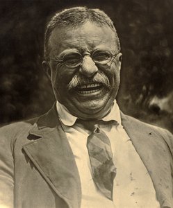 Theodore Roosevelt lachend, ca. 1910 (s/w Foto)