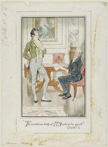 "Die unerwünschten Hinweise von Mr. Shepherd, seinem Agenten," Frontispiz für Jane Austens Überredung von Charles Edmund Brock