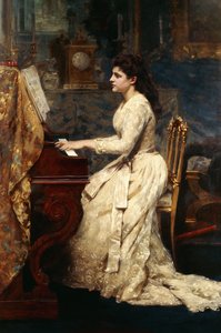 Ein junges Mädchen spielt Klavier von Charles Edouard de Beaumont