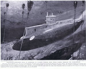 Lieutenant Commander Boyle erhält das Victoria-Kreuz für das Umgehen türkischer Minen in seinem U-Boot beim Durchqueren der Dardanellen, 1915 von Charles Edward Dixon