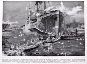 Die Landung auf der Halbinsel Gallipoli, Illustration aus 