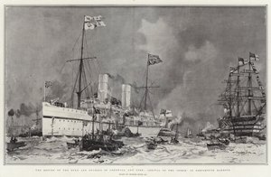 Die Rückkehr des Herzogs und der Herzogin von Cornwall und York, Ankunft der Ophir im Hafen von Portsmouth