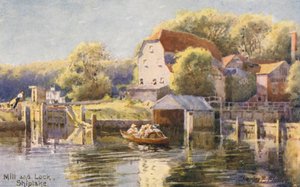 Themse: Mühle und Schleuse Shiplake von Charles Edwin Flower