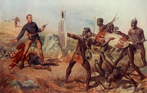 Lieutenants Melvill und Coghill 24. Regiment sterben, um die Farben der Königin zu retten, 1900 von Charles Edwin Fripp