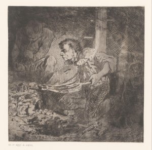 Schmied mit Blasebalg von Charles Emile Jacque (attributed to)