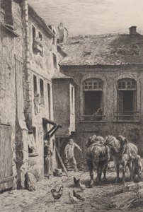 Ein Pariser Innenhof im Jahr 1865 von Charles Emile Jacque