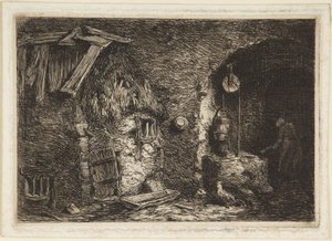 Inneres eines Landhauses von Charles Emile Jacque