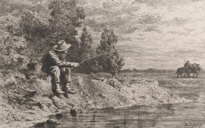 Angeln auf Rotaugen von Charles Emile Jacque