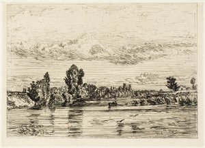 Landschaft bei Asnières von Charles Emile Jacque