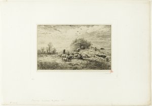 Landschaft mit Schweineherde von Charles Emile Jacque