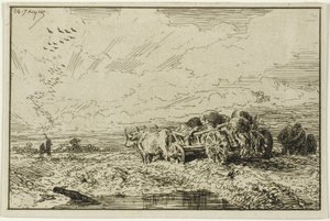 Landschaft mit Ochsenkarren