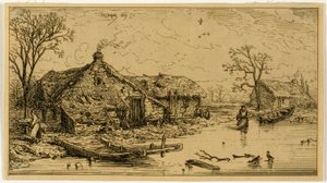 Der gefrorene Teich von Charles Emile Jacque
