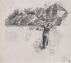 Frau trägt Garbe, ca. 1853 von Charles Emile Jacque