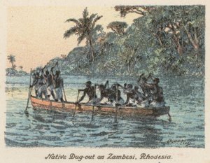 Südafrika: Einheimisches Einbaum auf dem Sambesi, Rhodesien von Charles Ernest Peers