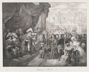 Empfang durch das Direktorium, frühes 19. Jahrhundert von Charles Etienne Pierre Motte