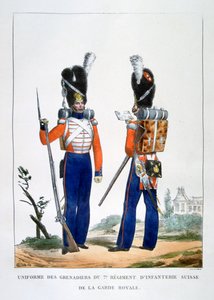 Uniform der Schweizer Grenadiere, 7. Regiment der Infanterie der königlichen Garde, Frankreich, 1823 von Charles Etienne Pierre Motte