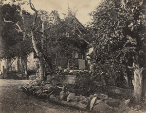 Ländliche Szene mit Steingebäude und Kreuz, ca. 1857