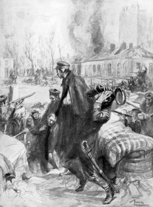 Marineinfanteristen in einer Straßenschlacht in Diksmuide, Flandern, Belgien, 1914 von Charles Fouqueray