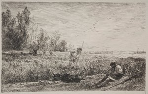 Heuernte, Originaldruck 1862, gedruckt 1921 von Charles Francois Daubigny
