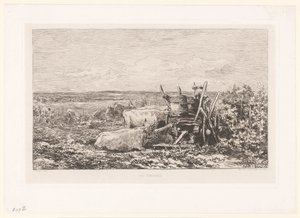Landschaft mit ruhendem Vieh zwischen Weinreben von Charles Francois Daubigny