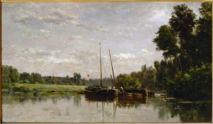 Die Lastkähne von Charles Francois Daubigny