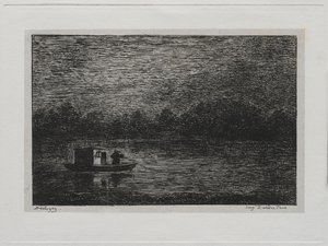 Die Bootsfahrt: Nachtfahrt oder Netzfischen zweite Version, 1861 von Charles Francois Daubigny